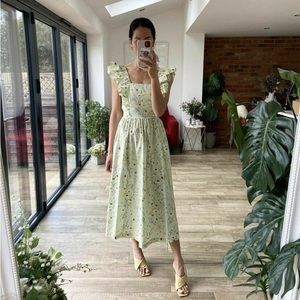 H&M wildflower meadow ruffled poplin midi dress